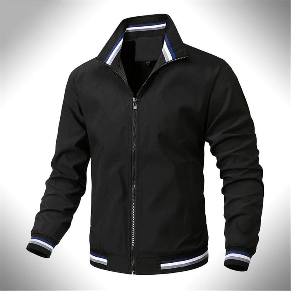 Deepsko Men's Casual Bomber Jacket Stand Collar Spring